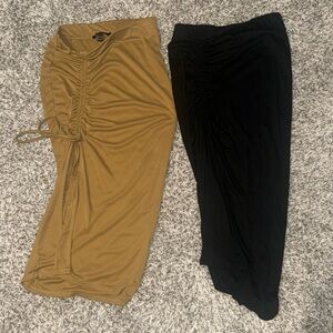 BUNDLE!! scrunch midi skirt with slit black and brown